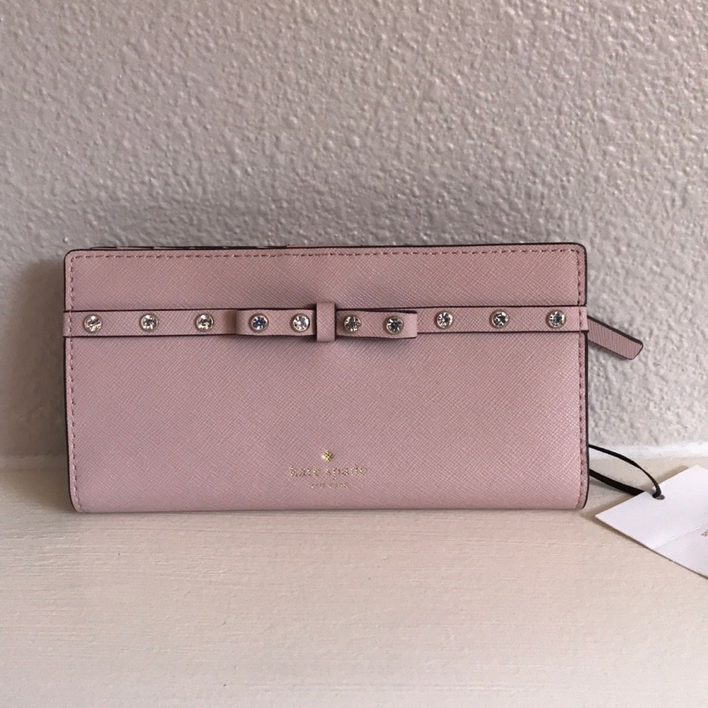 KATE SPADE stacy jeweled wallet warmvellum